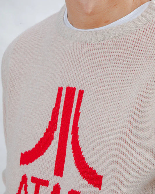 Pull Atari Jacquard – L’icône geek en maille rouge
