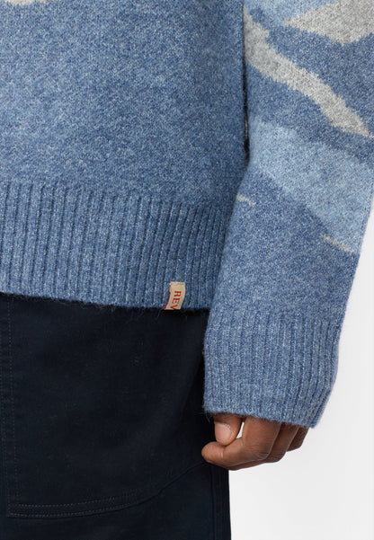 Pull Sweater Blue – Motif montagne, style affirmé