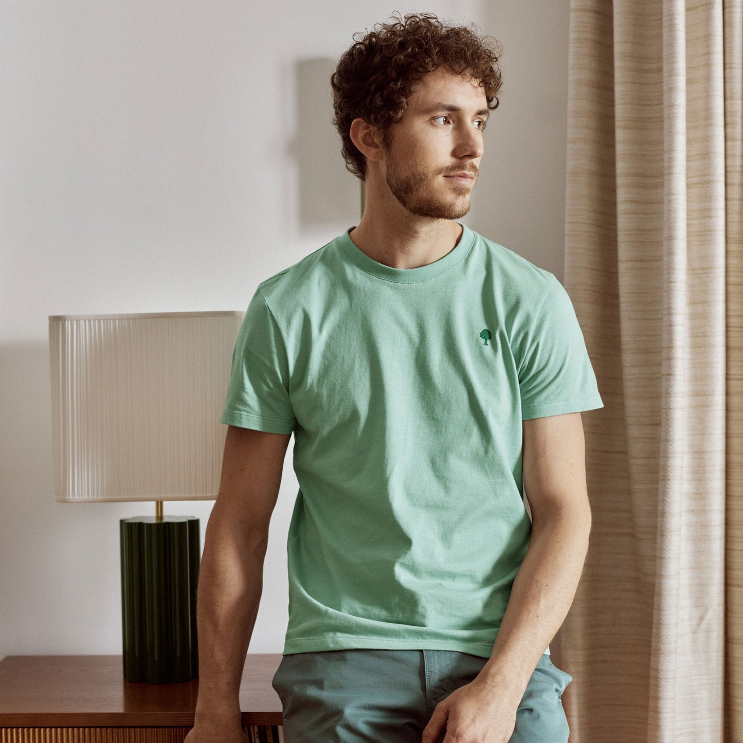 T-shirt bleu-vert ARCY en coton recyclé – Confort et engagement écoresponsable