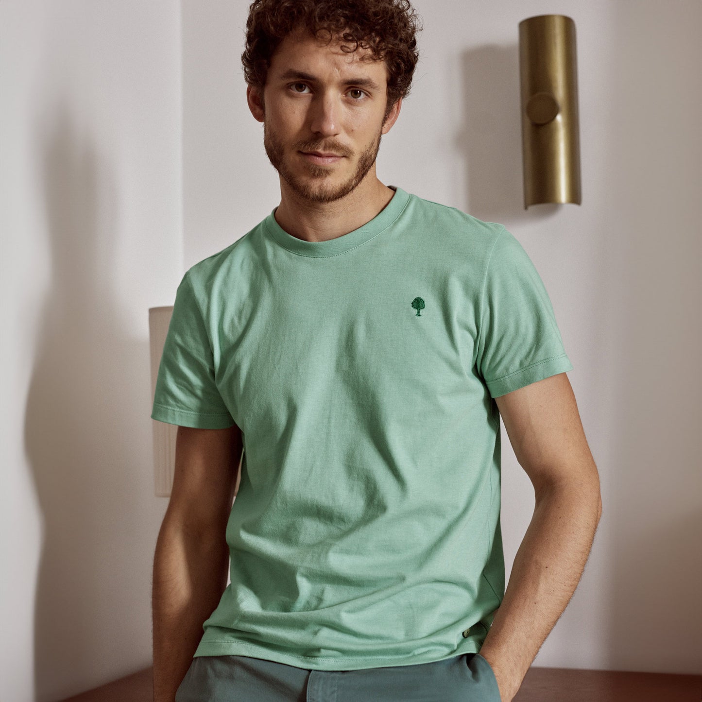 T-shirt bleu-vert ARCY en coton recyclé – Confort et engagement écoresponsable