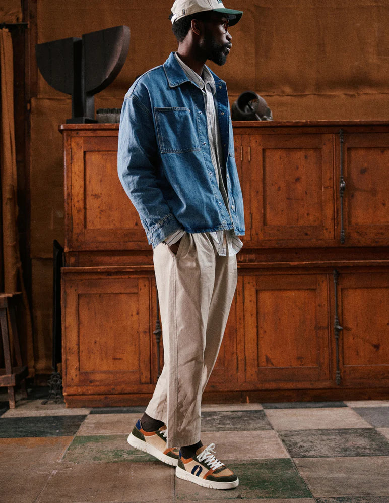 Baskets basses Nino Vert Marron Beige – Style rétro & confort au quotidien