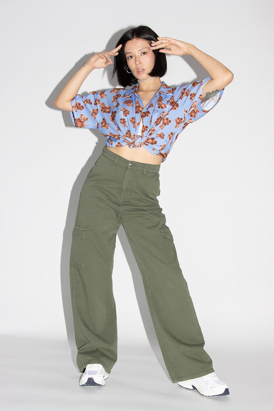 Pantalon Cargo Wide Leg - Coton