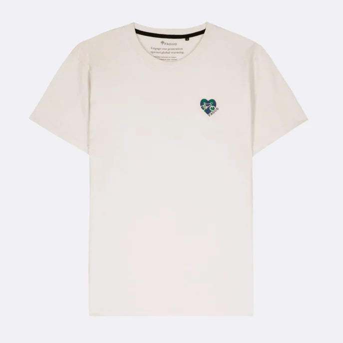 T-shirt Écru ARCY – Broderie Vélo et Cœur, Coton Recyclé Écoresponsable