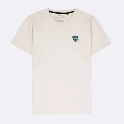 T-shirt Écru ARCY – Broderie Vélo et Cœur, Coton Recyclé Écoresponsable