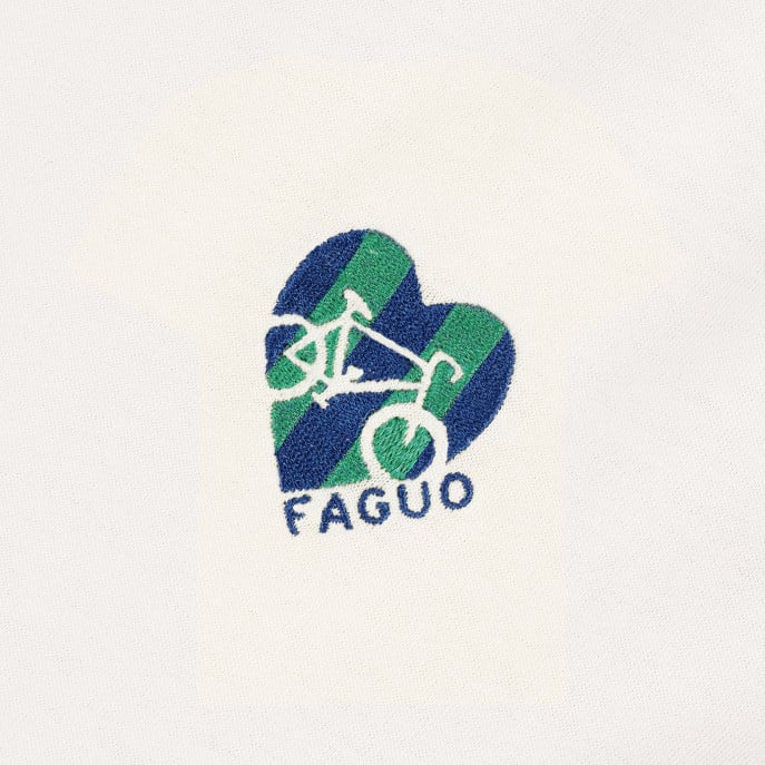 T-shirt Écru ARCY – Broderie Vélo et Cœur, Coton Recyclé Écoresponsable