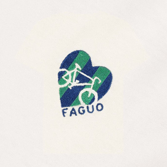 T-shirt Écru ARCY – Broderie Vélo et Cœur, Coton Recyclé Écoresponsable