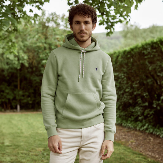 Hoodie DIRAC Kaki Clair – Style, Confort et Engagement Écoresponsable