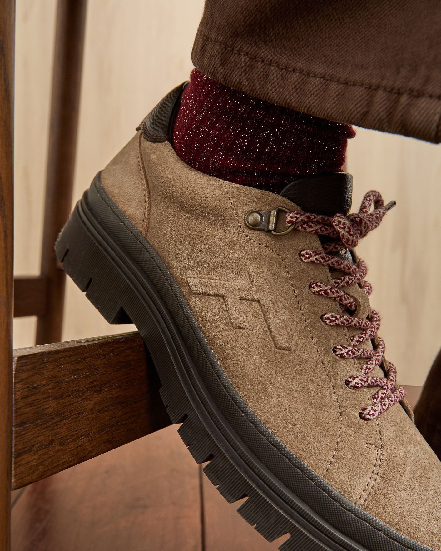 Chaussures basses Marblewood – Élégance Cuir Beige Intemporelle