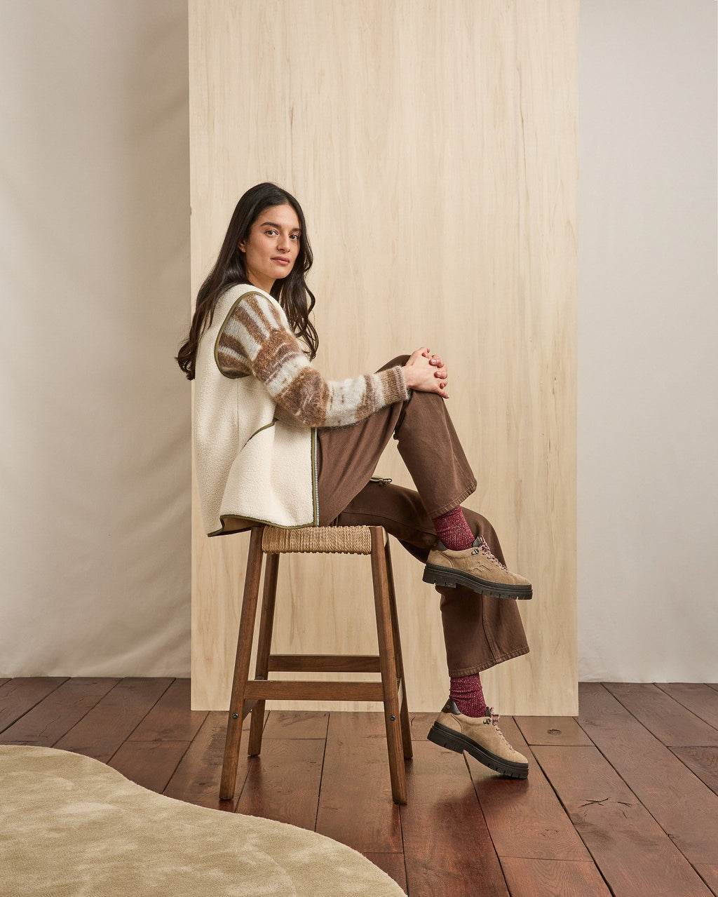 Chaussures basses Marblewood – Élégance Cuir Beige Intemporelle